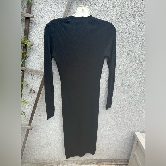 NAADAM Silk Cashmere Long Sleeve Cardigan Dress Black - Picture 8 of 8